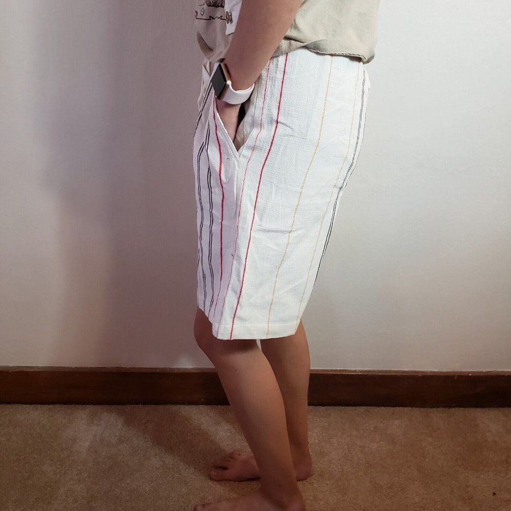 Zara Cream With Multi-colored Stripes Shorts Size Large - Picture 2 of 7